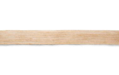 Beyaz arkaplanda geniş çuval bezi şeridi, üst görünüm