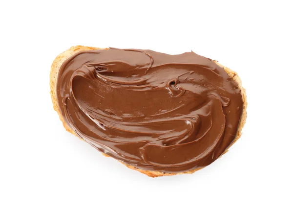Bread Tasty Chocolate Spread White Background Top View — Stock Photo, Image