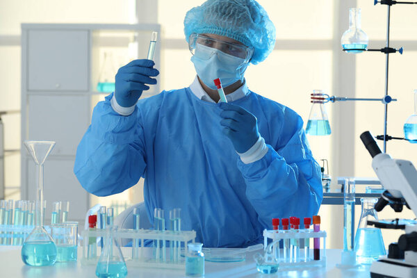 Scientist working with samples in laboratory. Medical research