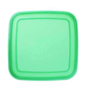 Beyaz, üst görünümde izole edilmiş gıdalar için kapalı plastik konteyner