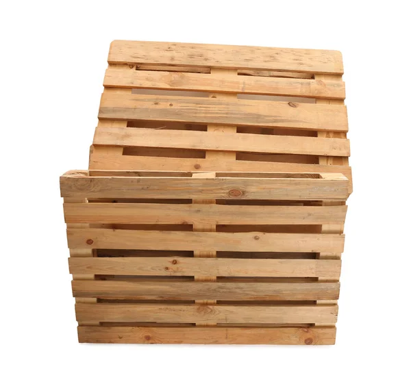 Holzpaletten Isoliert Auf Weiß Ansicht Von Oben Transport Und Lagerung — Stockfoto
