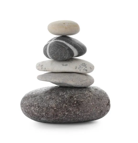 Stack Stones White Background Harmony Balance Concept — Stock Photo, Image