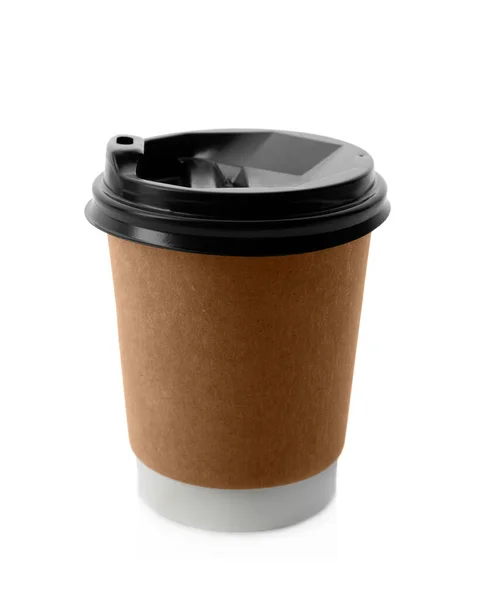 Takeaway Paper Coffee Cup Lid Isolated White — Stock Photo, Image