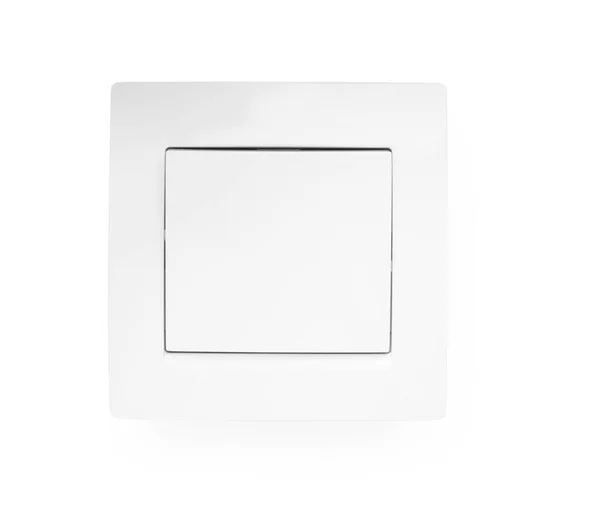 Modern Plastic Light Switch Isolated White — Stock Photo, Image