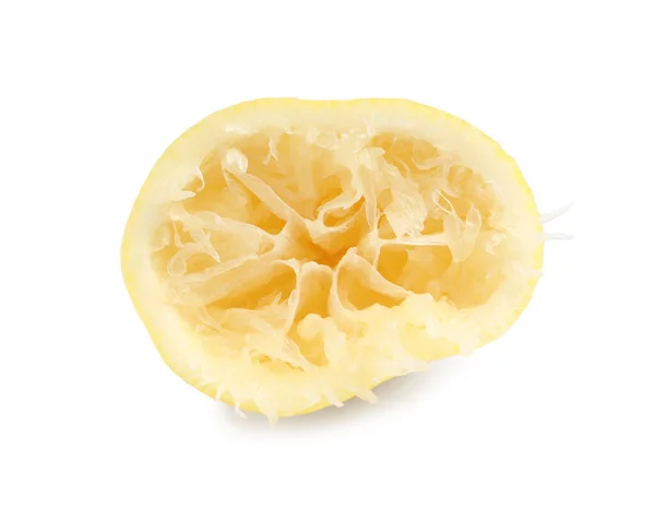 Половина Вичавленого Лимона Ізольована Білому — стокове фото