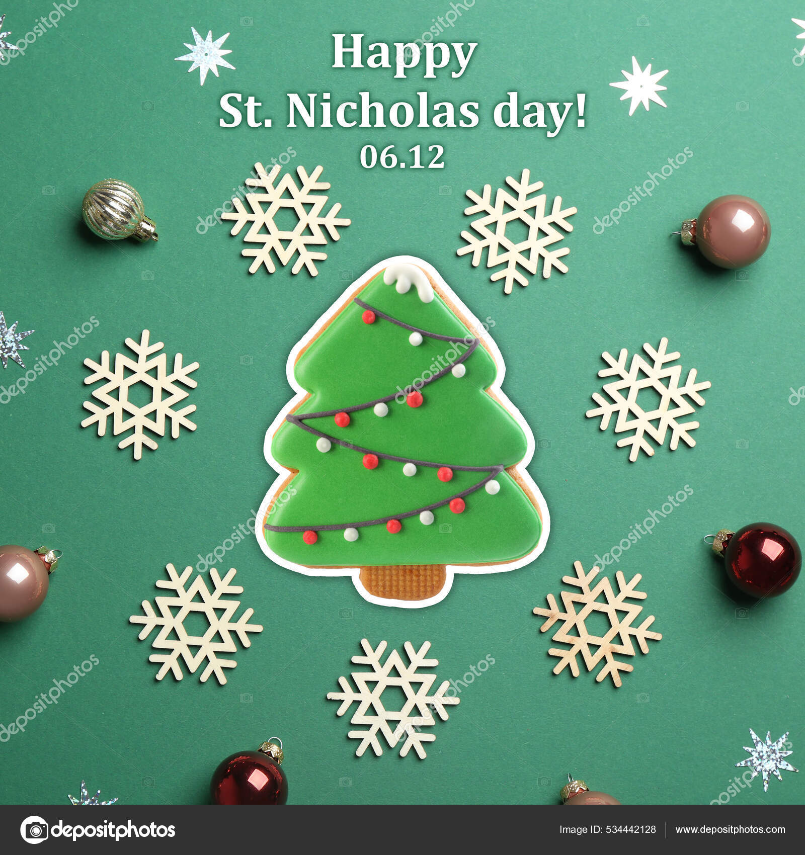 Feliz Día San Nicolás Diseño Tarjetas Felicitación Galleta Sabrosa