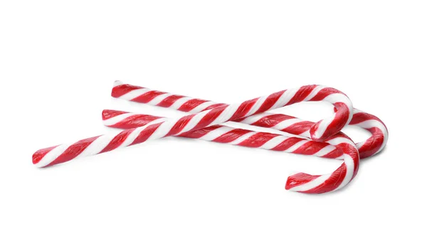 Delicious Christmas Candy Canes White Background — Stock Photo, Image