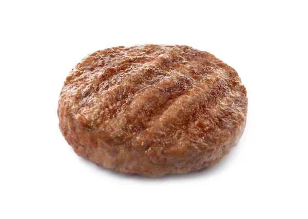 Lekker Gegrilde Hamburger Patty Geïsoleerd Wit — Stockfoto