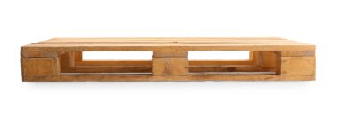 Tahta palet beyaza izole edilmiş. Ulaşım ve depolama