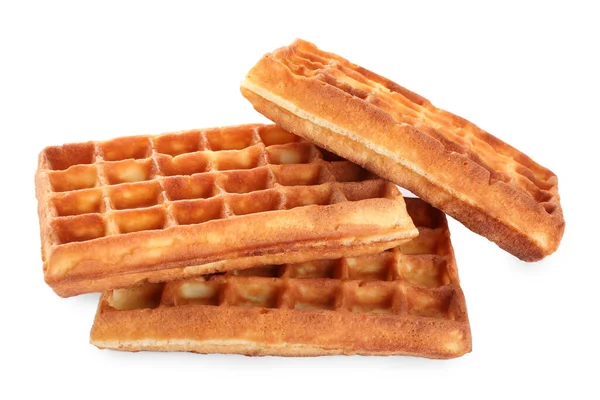 Three Delicious Belgian Waffles White Background — Stock Photo, Image