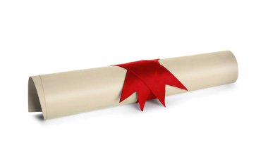 Beyaz şeritli, yuvarlak öğrenci diploması.