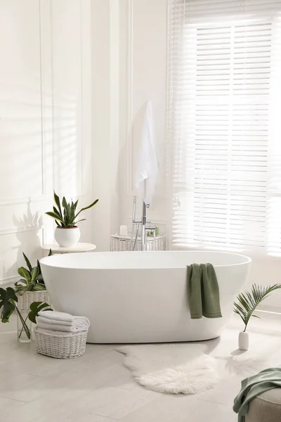 Elegante Bagno Interno Con Piante Verdi Home Design — Foto Stock