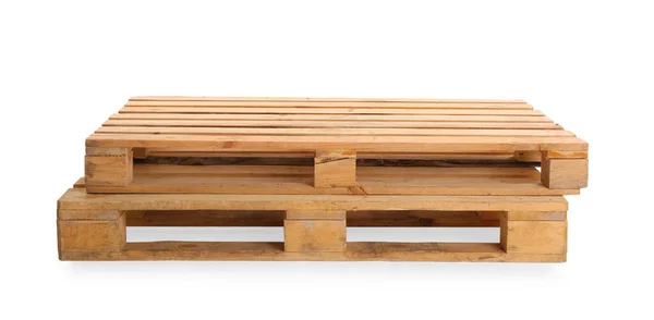 Wooden Pallets Isolated White Transportation Storage — Stock Photo, Image