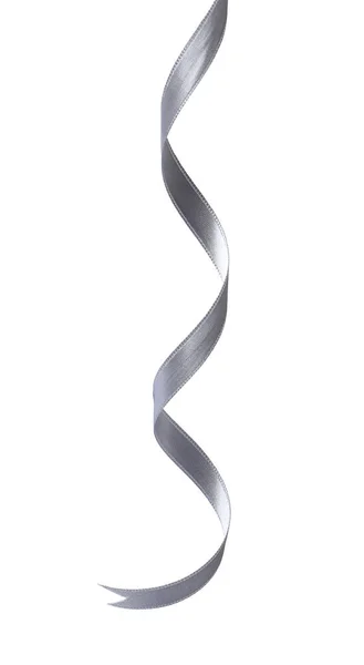 Красива Срібна Стрічка Ізольована Білому Святковий Декор — стокове фото