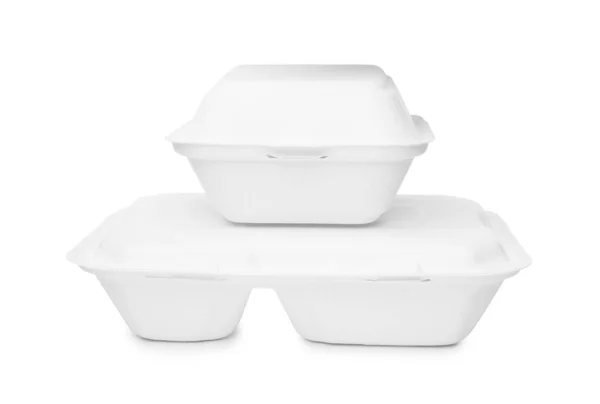 Two Containers Food White Background Stock Picture