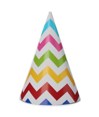 Parlak parti şapkası beyazda izole edilmiş. Şenlikli aksesuar