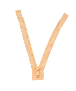 Üst görüntüde izole edilmiş bej fermuar