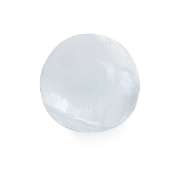Una Bola Hielo Congelada Aislada Blanco —  Fotos de Stock