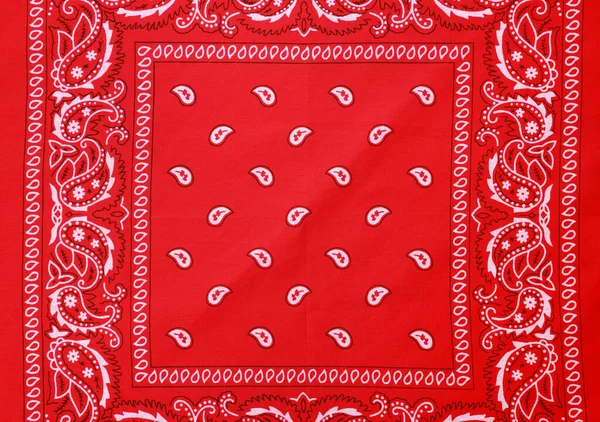 Top View Red Bandana Paisley Pattern Background — Stock Photo, Image