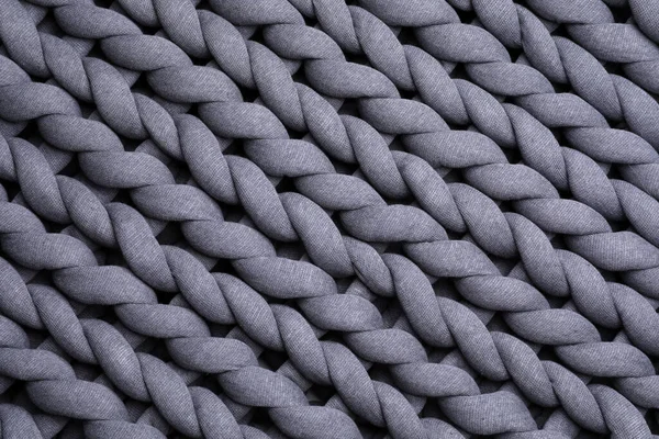 Vista Superior Cobertor Malha Cinza Robusto Como Fundo — Fotografia de Stock