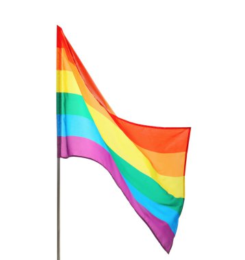 Beyaz üzerine izole edilmiş parlak gökkuşağı LGBT bayrağı