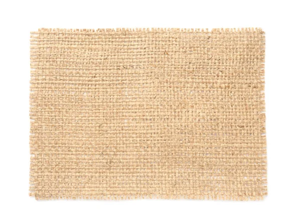 Beyaz zemin üzerinde doğal çuval bezi kumaşı, üst görünüm