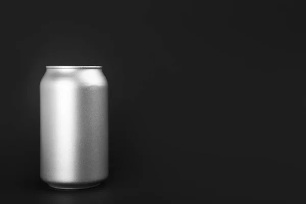 Can Energy Drink Black Background Space Text — Stock Photo, Image