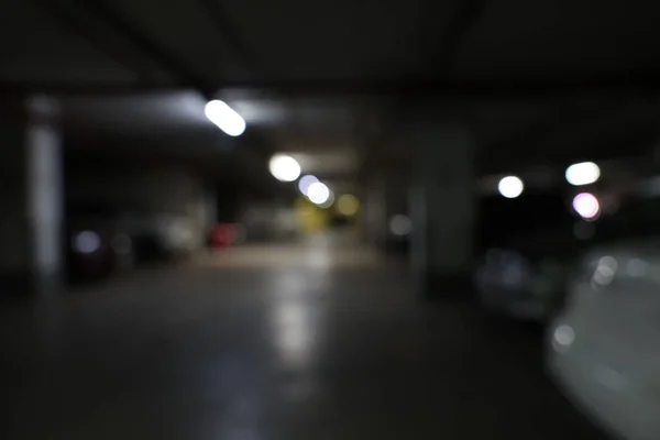 Wazig Zicht Parkeergarage Nachts — Stockfoto