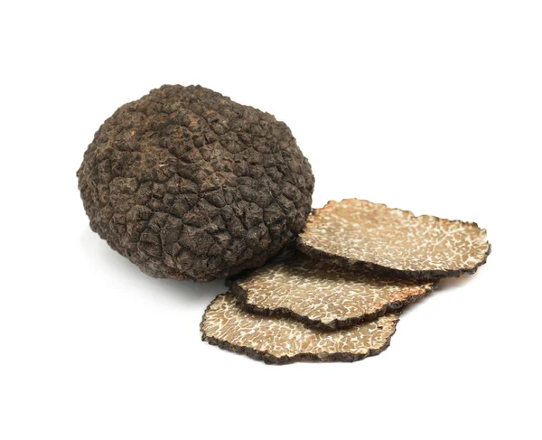 Cut Whole Black Truffles Isolated White — Stock Photo, Image