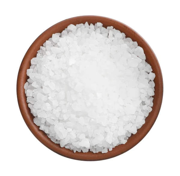 Natürliches Salz Schale Isoliert Auf Weiß Ansicht Von Oben — Stockfoto