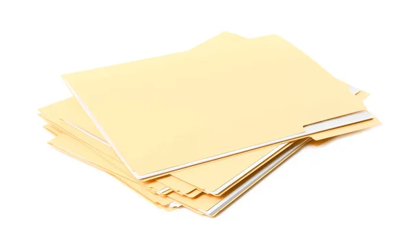 Hromada Žlutých Souborů Dokumenty Bílém Pozadí — Stock fotografie