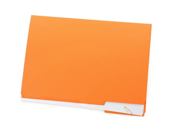 Fichier Orange Avec Documents Isolés Sur Blanc Vue Dessus — Photo