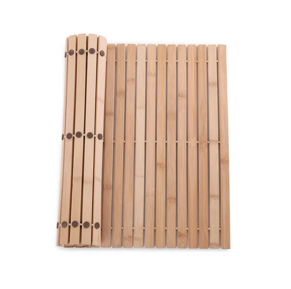 Bambumatta Isolerad Vit Ovanifrån Tillbehör Till Badkar — Stockfoto