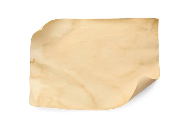 Beyaz Üst Görünümde Izole Edilmiş Eski Parşömen Kağıtları Tasarım Için — Stok fotoğraf