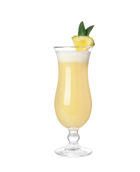 Smaklig Pina Colada Cocktail Vit Bakgrund — Stockfoto