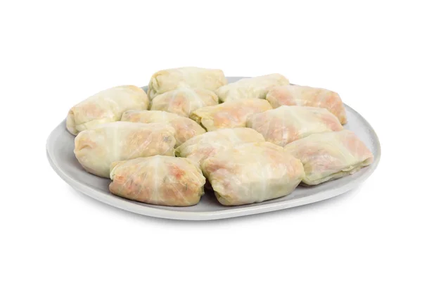 Uncooked Stuffed Cabbage Rolls White Background Royalty Free Stock Images