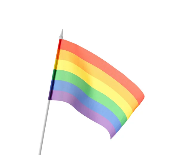 明亮的彩虹Lgbt旗在白色上隔离 — 图库照片