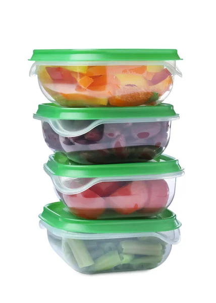 Fresh Vegetables Plastic Containers White Background — Stock Photo, Image