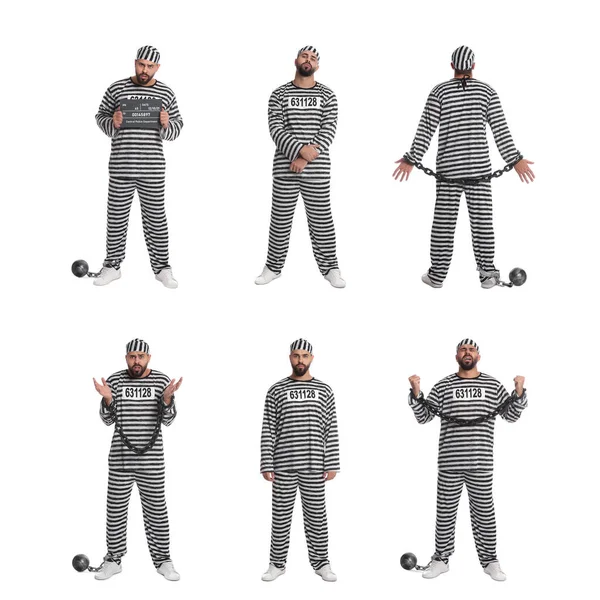 Kolaż Zdjęciami Więźnia Białym Tle — Zdjęcie stockowe
