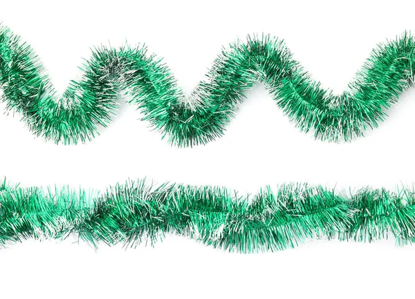 Pinceles Verdes Brillantes Sobre Fondo Blanco Collage Decoración Navidad — Foto de Stock