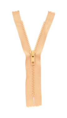 Üst görüntüde izole edilmiş bej fermuar