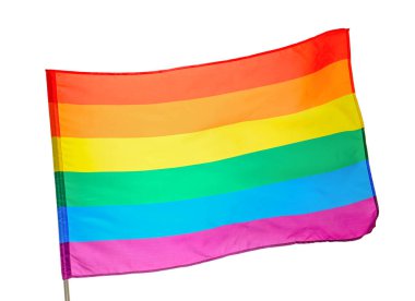 Beyaz üzerine izole edilmiş parlak gökkuşağı LGBT bayrağı