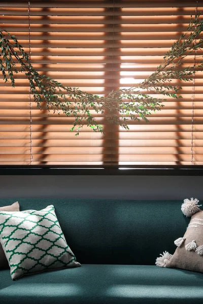 Stylish Room Decorated Beautiful Eucalyptus Garland — Stock Photo, Image