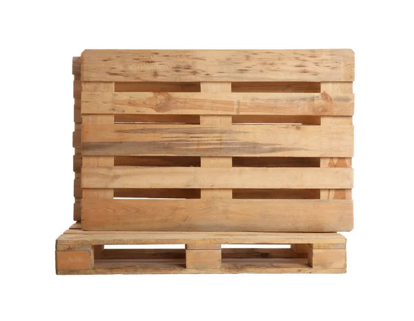 Wooden Pallets Isolated White Transportation Storage — Stock Photo, Image