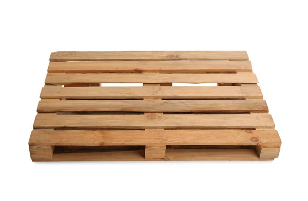 Drewniany Paleta Odizolowany Biały Transport Składowanie — Zdjęcie stockowe