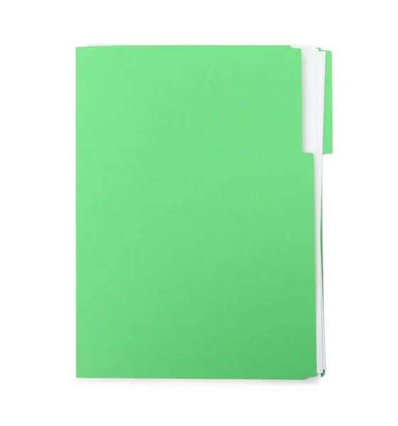 Světle Zelený Soubor Dokumenty Izolovanými Bílém Horní Pohled — Stock fotografie