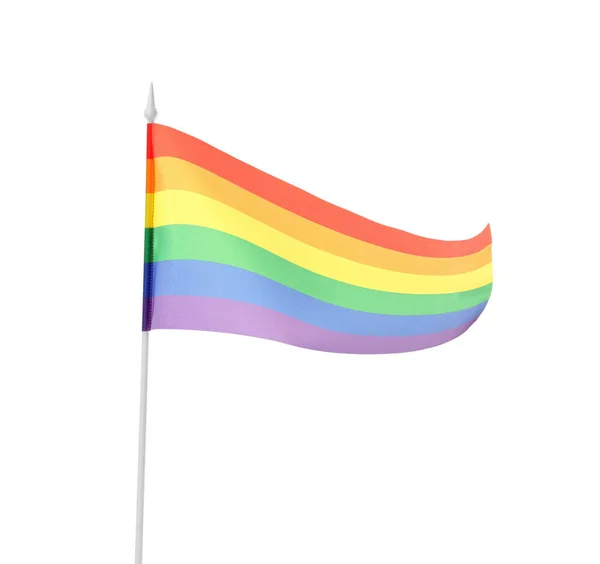 Arco Íris Brilhante Bandeira Lgbt Isolada Branco — Fotografia de Stock