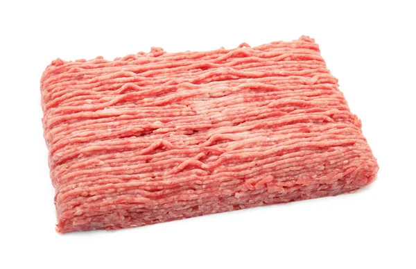 Carne Picada Fresca Crua Sobre Fundo Branco — Fotografia de Stock