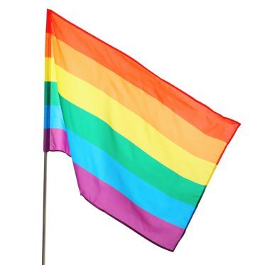 Beyaz üzerine izole edilmiş parlak gökkuşağı LGBT bayrağı