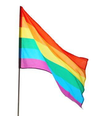 Beyaz üzerine izole edilmiş parlak gökkuşağı LGBT bayrağı